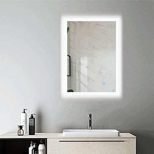 Aica Sanitär LED Spiegel 50×70 cm Kaltweiß, Touch, BESCHLAGFREI Badspiegel Duschspiegel von Aica Sanitär