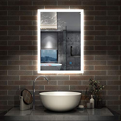 Aica Sanitär LED Spiegel 50×70cm Badspiegel mit Beleuchtung Lichtspiegel Badezimmerspiegel Dekorative Wandspiegel Touch-Schalter Antibeschlag IP44 Kaltweiß energiesparend Aica Sanitär LED Spiegel 50×70cm Badspiegel mit Beleuchtung Lichtspiegel Badezimmerspiegel Dekorative Wandspiegel Touch-Schalter Antibeschlag IP44 Kaltweiß energiesparend von Aica Sanitär