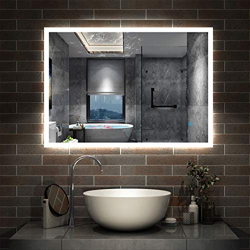 Aica Sanitär LED Spiegel Bad 80×60cm Badspiegel mit Beleuchtung Lichtspiegel Badezimmerspiegel Wandspiegel Touch-Schalter Antibeschlag IP44 Kaltweiß energiesparend Aica Sanitär LED Spiegel Bad 80×60cm Badspiegel mit Beleuchtung Lichtspiegel Badezimmerspiegel Wandspiegel Touch-Schalter Antibeschlag IP44 Kaltweiß energiesparend von Aica Sanitär