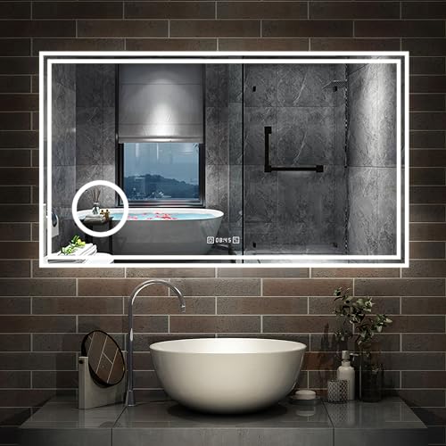 Aica Sanitär LED Spiegel mit Bluetooth 80×60cm Kalt/Neutral/Warmweiß dimmbar Touch/Wandschalter Beschlagfrei Spiegel Aica Sanitär LED Spiegel mit Bluetooth 80×60cm Kalt/Neutral/Warmweiß dimmbar Touch/Wandschalter Beschlagfrei Spiegel von Aica Sanitär