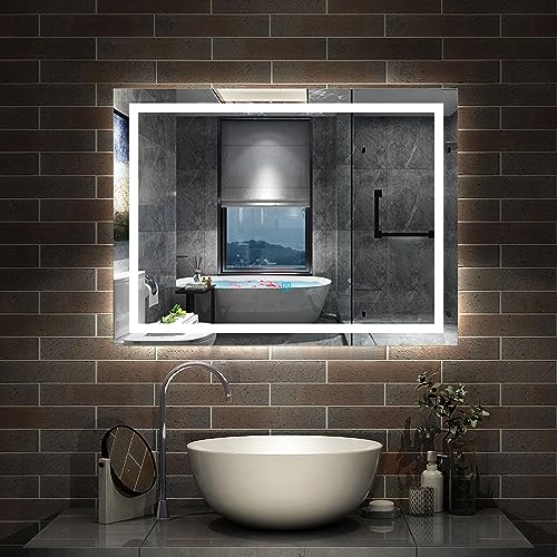 Aica Sanitär Spiegel mit Beleuchtung 80×60cm 3 Lichfarbe dimmbar Memory Wand/Touchschalter Beschlagfrei LED Badpiegel energiesrarend vertikal/horizontal von Aica Sanitär