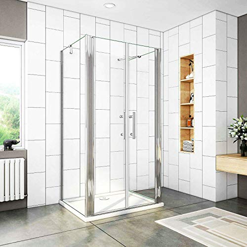 Aica Sanitär U-FORM Duschkabine 90x90x90cm U-Kabine Duschabtrennung Dusche Duschtür 6mm Nano Glas Doppel H195cm von Aica Sanitär