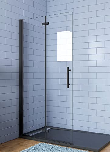 Aica Sanitär Walk-in Dusche Duschabtrennung Duschtür Größe 115cm,Höhe195cm,6mm NANO ESG Sicherheitsglas,Schwarz von Aica Sanitär