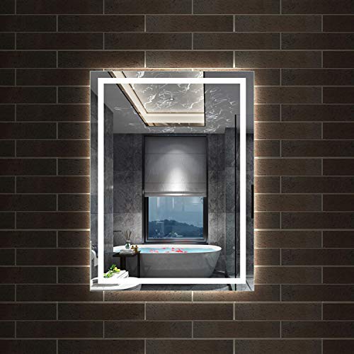 Aica Sanitär Wandspiegel 60×80cm Wandschalter Antibeschlag Badspiegel mit Beleuchtung Lichtspiegel Badezimmerspiegel IP44 Kaltweiß energiesparend von Aica Sanitär