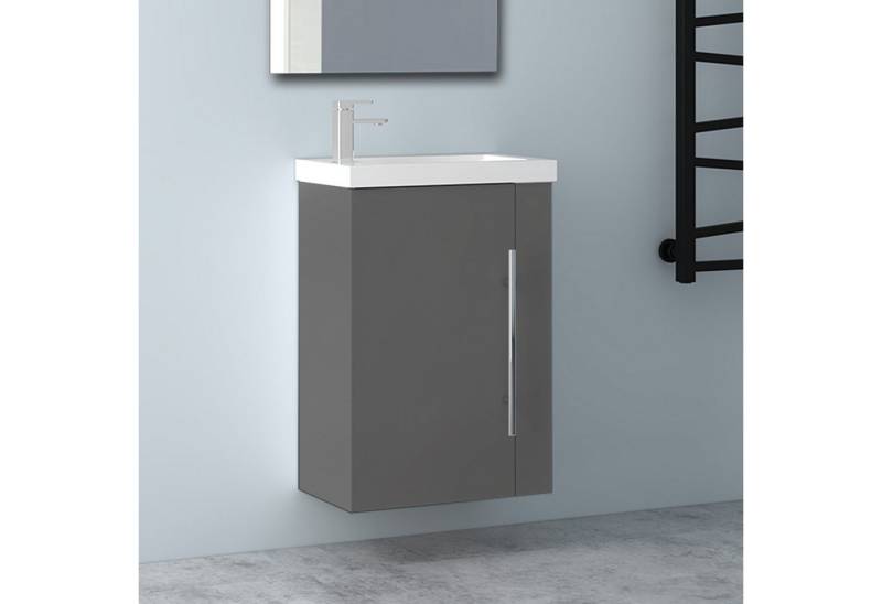 Aica Sanitär Waschtisch 45 cm Mineralguss Waschtisch mit Unterschrank Badschrank (Hängeschrank), Kleine Badezimmerschränke von Aica Sanitär