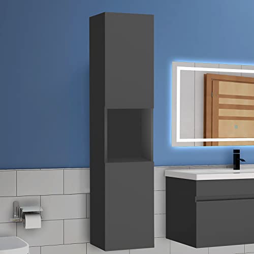 Hochschrank 130 cm Hängeschrank Badschrank Badezimmer Schrank Anthrazit Matt von Aica Sanitär