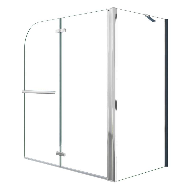 AICA 120x140cm Badewannenaufsatz 2-tlg. Faltwand mit 60cm Seitewand Nano-Glas Duschabtrennung mit Handtuchhalter von Aica