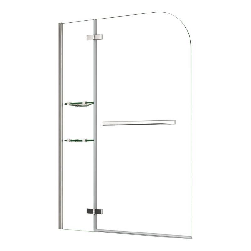 AICA 120x140cm Badewannenaufsatz Faltwand Duschwand 5mm ESG Duschabtrennung mit Handtuchhalter Eckeregalen von Aica