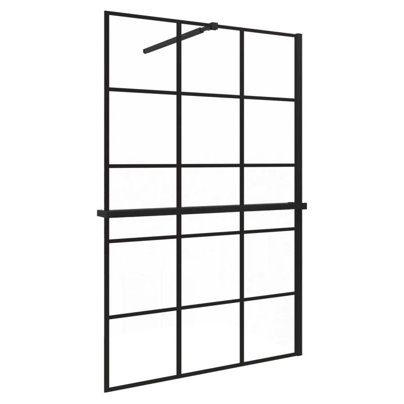 AICA 140x200cm 8mm NANO Glas Walk In Schwarz Duschwand mit Glasdekor Gitter mit Duschregal mit Ausziehbar Stabilisator F084B AICA 140x200cm 8mm NANO Glas Walk In Schwarz Duschwand mit Glasdekor Gitter mit Duschregal mit Ausziehbar Stabilisator F084B von Aica