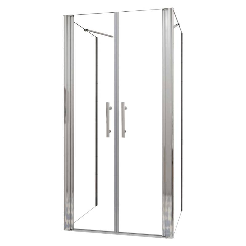 AICA U-Duschkabine Doppeltür 140x195cm Drehtür Duschtür 6mm Nano Glas mit 80x80x195cm Seitenwand von Aica