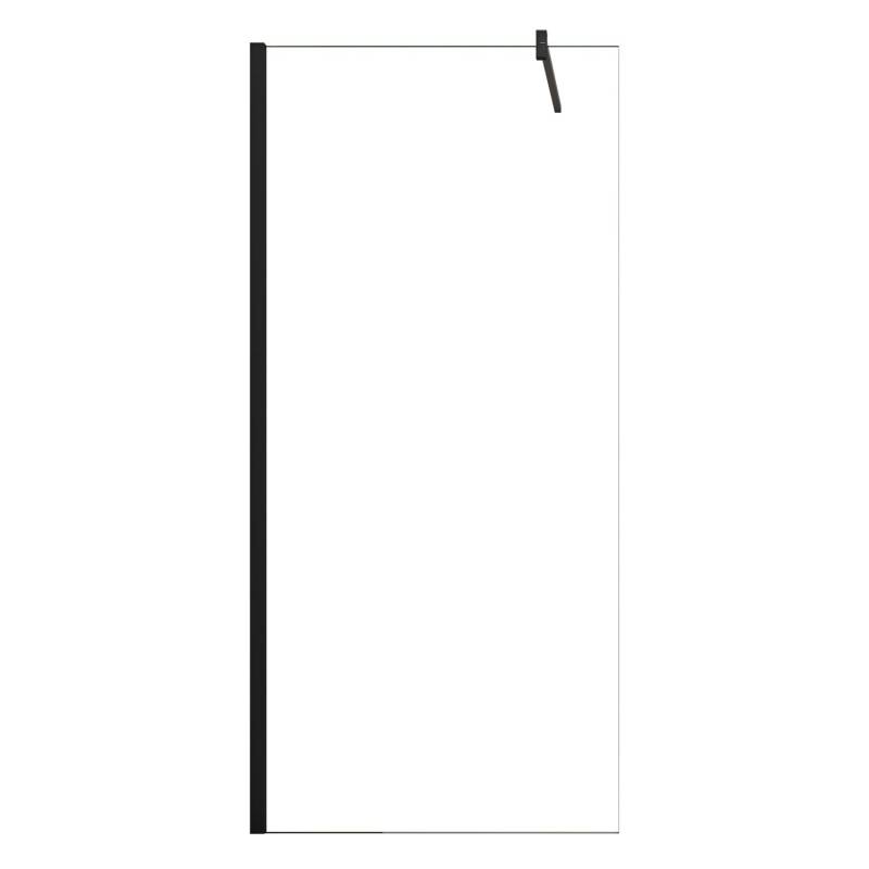 AICA Walk In Schwarzrahmen Duschkabine B.50 x H.200cm Duschwand mit Stabilisator 10mm NANO ESG-Glas Duschtrennwand F131B von Aica