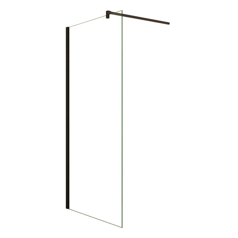 AICA Walk In Schwarzrahmen Duschwand B.40cm x H.200cm mit Stabilisator 8mm NANO ESG-Glas Duschtrennwand F132B von Aica