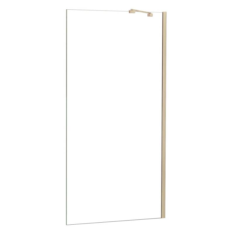 AICA Walk in Dusche 120 x 200cm Duschwand 8mm ESG NANO Glas mit Gold DiagonalStabilisator GT070 von Aica