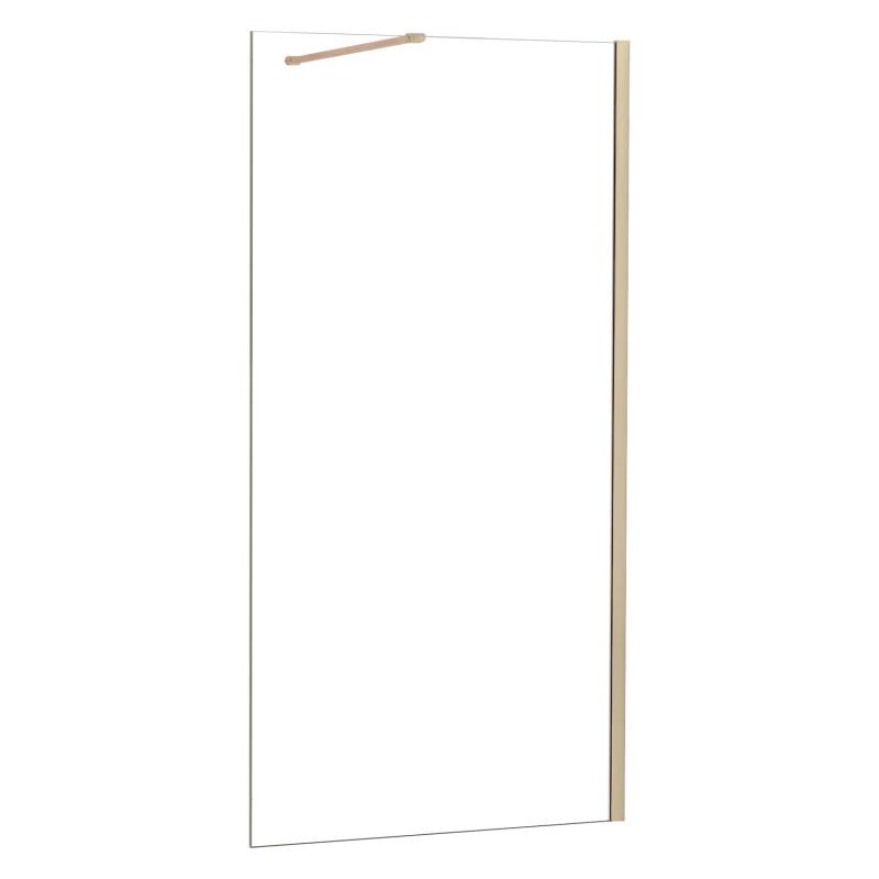 AICA Walk in Dusche 130 x 200cm Duschwand 8mm ESG NANO Glas mit Gold Stabilisator GT130 von Aica