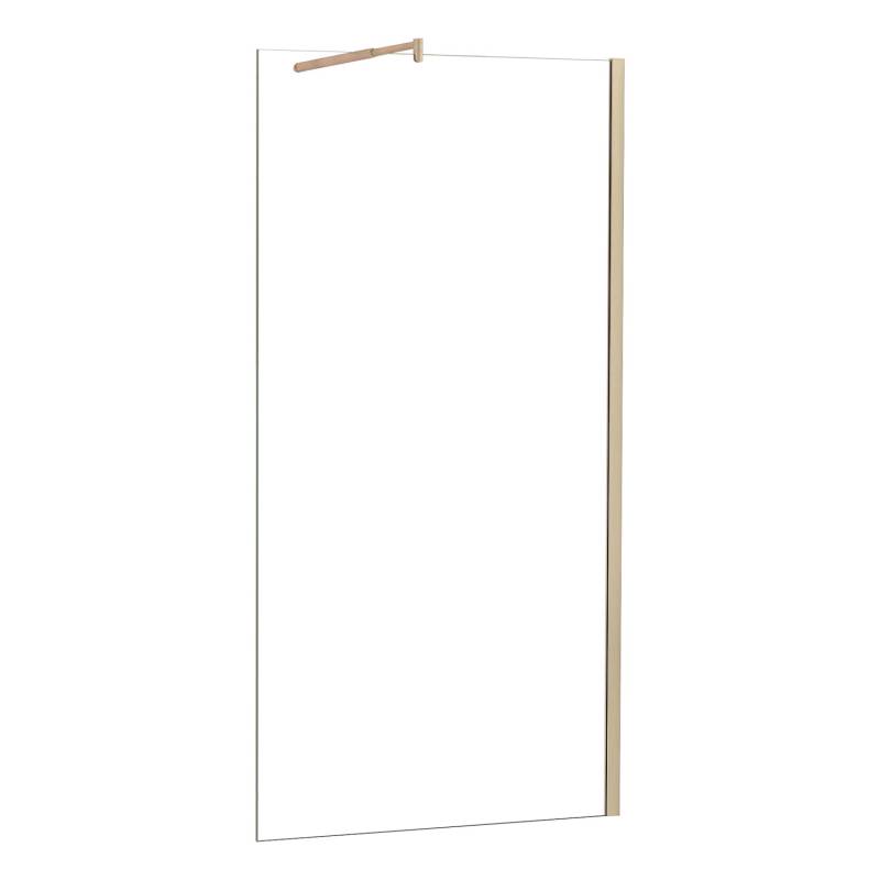 AICA Walk in Dusche 150 x 200cm Duschwand 8mm ESG NANO Glas mit Gold Einstellbare Stabilisator GT123 von Aica