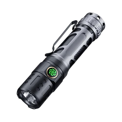 Taktische Taschenlampe aufladbar USB-C - Extrem Hell (Hohe Lumen) - Wasserdicht IPX4-5 Lichtmodi + Memory - Klein 14,2cm & Leicht 132g - Lange Laufzeit von Aicdas