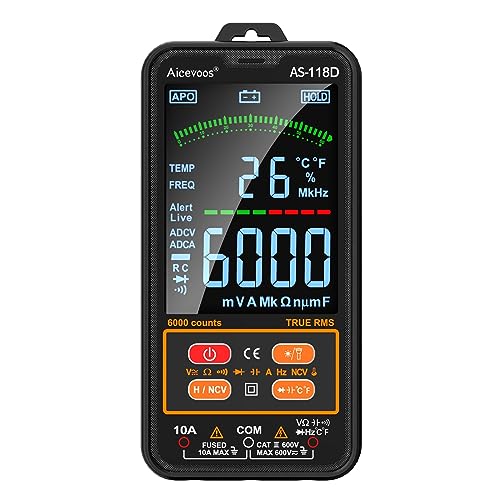 Aicevoos Intelligentes Multimeter Digital, True RMS Auto-Range Messgeräte Multimeter, Voltmeter Digital, misst Spannung/Strom/Kapazität/Widerstand/Durchgang/Temperatur/Frequenz von Aicevoos