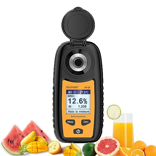 Aicevoos Q6 Digitaler Zucker Refraktometer, Brix Meter Bereich 0-35% Brix，±0.2% Präzision Automatische Temperaturkompensation Brix Refraktometer für Obst, Gemüse von Aicevoos