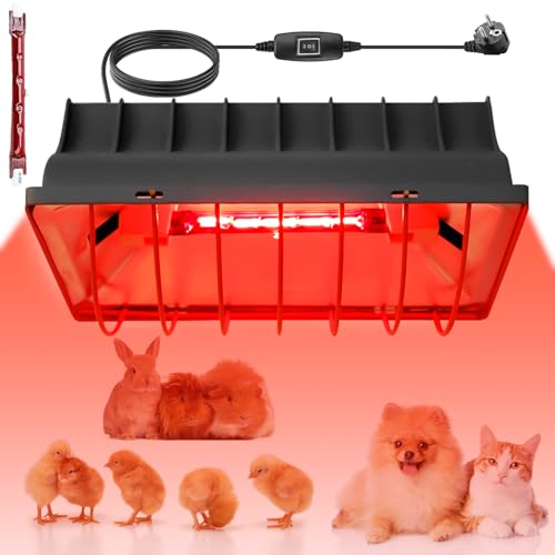 1.8 Meter Wärmelampe, Wärmestrahler mit EU-Stecker, Rotlichtlampe Wärme Lampe Mit Schalter, Wärmelampe Tiere, Heizlampe Hühnerstall, Infrarot Lampe für Küken, Ferkel, Welpen usw (250 Watt) von Aicharynic