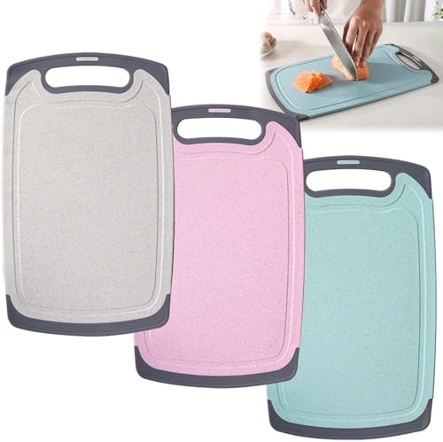 3 Stk Schneidebrett Set, Schneidebrett Rutschfest Spülmaschinenfest, Küchenbrett Cutting Board Camping Schneidebrett Kunststoff, Antibakteriell Chopping Board mit Aufhängeloch Wiederverwendbar 3 Stk Schneidebrett Set, Schneidebrett Rutschfest Spülmaschinenfest, Küchenbrett Cutting Board Camping Schneidebrett Kunststoff, Antibakteriell Chopping Board mit Aufhängeloch Wiederverwendbar von Aicharynic