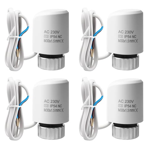 4 Stück Stellantrieb Fussbodenheizung 230v M30x1,5 (Stromlos Geschlossen) Thermischer Stellantrieb Stellmotor Fussbodenheizung Fußbodenheizung Ventil für Fußbodenheizung Heizkörper von Aicharynic