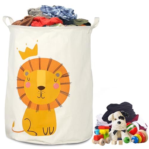 60L Wäschekorb Aufbewahrungskorb Kinder Faltbar Kinderzimmerkorb, Wäschekorb mit Löwen-Motiv aus Korb Aufbewahrung Wasserdichte-Spielzeugkorb, Wäschesack für Kinder, Kleidung von Aicharynic
