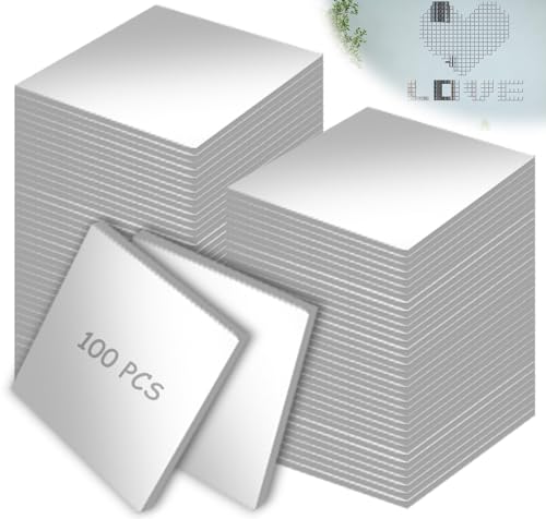 Aicharynic 100 Stück Mini Spiegelfliesen, 5 cm x 5 cm Mini Spiegel Mosaik Selbstklebend, Silbrig Spiegel Mosaik, Mini Spiegel zum Aufkleben für DIY Handwerk Dekoration von Aicharynic