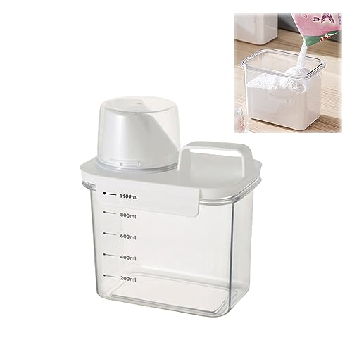Aicharynic 1100 ML Waschmittelspender mit Messbecher, Luftdichtes Waschmittel Pulver Aufbewahrungsbox Wiederverwendbar Leere Flaschen Waschpulver, Mehrzweck-Waschpulverspender für Weichspüler Aicharynic 1100 ML Waschmittelspender mit Messbecher, Luftdichtes Waschmittel Pulver Aufbewahrungsbox Wiederverwendbar Leere Flaschen Waschpulver, Mehrzweck-Waschpulverspender für Weichspüler von Aicharynic