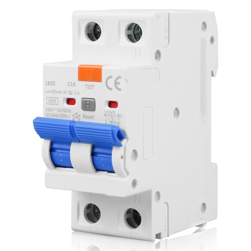 Aicharynic Fi Schutzschalter 16A 30mA 2 Polig, Fi Schalter AC 230V 30mA 1P+N Schutzschalter RCBO 6KA Fehlerstromschutzschalter Sicherungsautomat mit Ableitstromschutz Überlast und Kurzschlussschutz Aicharynic Fi Schutzschalter 16A 30mA 2 Polig, Fi Schalter AC 230V 30mA 1P+N Schutzschalter RCBO 6KA Fehlerstromschutzschalter Sicherungsautomat mit Ableitstromschutz Überlast und Kurzschlussschutz von Aicharynic