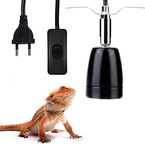 Aicharynic Heiz Lampenfassung, E27 Keramik Wärmelampe Lampenfassung E27 Fassung mit Kabel für Aquarium Reptil, UV-Glühlampe Strahler Keramik-Heizlampe Tageslicht EU110-250V von Aicharynic