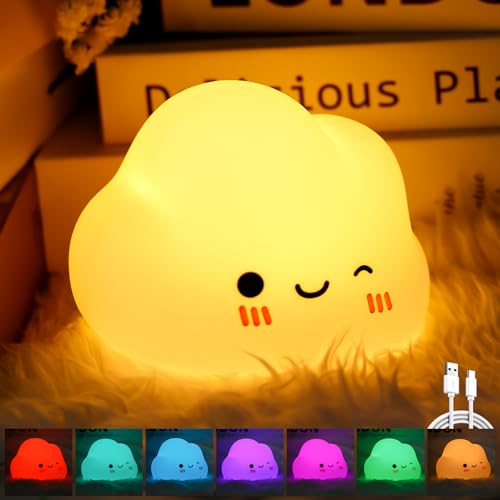 Aicharynic LED Nachtlicht Kinder, Nachtlicht Dimmbar Nachtlicht Baby für Schlafzimmer, Kinderzimmer, Babyzimmer, Tragbar USB Aufladbar, Geschenke für Frau, Mädchen, Freunde (Farbiges Licht) von Aicharynic