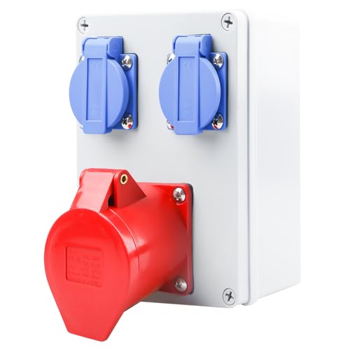 Aicharynic Stromverteiler Wandverteiler 16A Baustromverteiler IP44 Steckdosenverteiler mit 2x Schuko 220V Steckdosen - Für Indoor/Outdoor Einsatz Universal von Aicharynic
