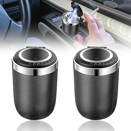 Auto Aschenbecher mit Deckel, 2 Stück LED Reiseaschenbecher, Tragbare Mobiler Aschenbecher Selbstverlöschender Geruchsdicht Aschenbecher für Autos Vans Outdoor Camping Haus Büro, Schwarz Auto Aschenbecher mit Deckel, 2 Stück LED Reiseaschenbecher, Tragbare Mobiler Aschenbecher Selbstverlöschender Geruchsdicht Aschenbecher für Autos Vans Outdoor Camping Haus Büro, Schwarz von Aicharynic
