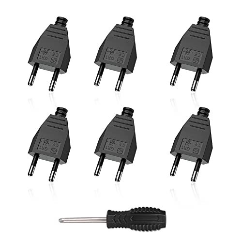 Eurostecker, 6 Stücke Flachstecker, Aicharynic Steckdosenstecker Flach Stromstecker Flach 220V, 2.5A Eurostecker Flach, Euro Stecker Flach Schraubanschluss Lose - Schwarz von Aicharynic