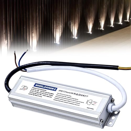 LED Trafo 24V 60W 2.5A, LED Netzteil 24V, LED Transformator 230V auf 24V DC, Konstantspannungs Niedervolttrafo, Wasserdichtes IP67 LED Netzteil Treiber Transformator Driver Power Supply von Aicharynic