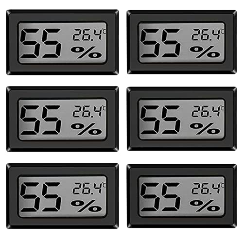 Mini LCD Digital Thermometer Temperature: 6 Pack Mini-HygrometerThermometer Innen, Digitales Thermo-Hygrometer Humidity Tester Hygrometer für Gewächshaus Autos Zuhause Büro, Celsius (°C) von Aicharynic