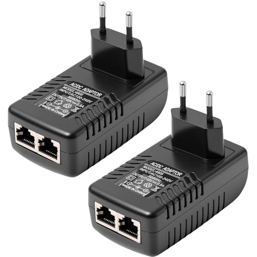 PoE Injector 48V 0.5A EU-Stecker, 2 Pack Gigabit Ethernet Adapter Netzteil für IP-Kameras, VoIP-Telefone, Wireless Access Points, Passive PoE, Plug & Play, bis 100m Reichweite PoE Injector 48V 0.5A EU-Stecker, 2 Pack Gigabit Ethernet Adapter Netzteil für IP-Kameras, VoIP-Telefone, Wireless Access Points, Passive PoE, Plug & Play, bis 100m Reichweite von Aicharynic