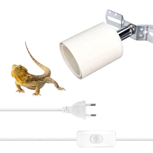 Wärmelampe Fassung: E27 Heiz Lampenfassung, Stecker mit 1.8 m Kabel, Porzellanfassung 360° Drehbar, Dimmbar, Wärmelampe Fassung für Aquarium, Reptilien, Amphibien, Schildkröte, Eidechse (Ohne Birne) von Aicharynic