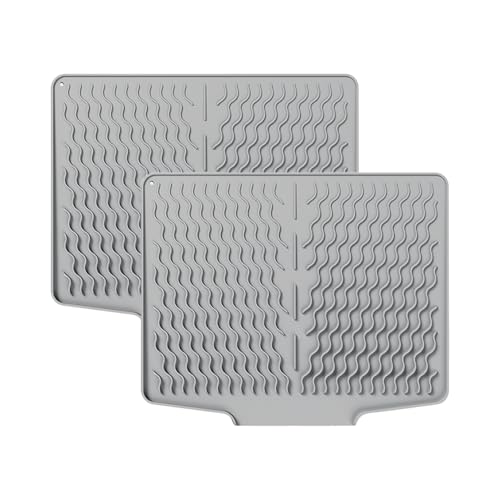 2er set Kaffeemaschine Abtropfmatte, Anti-Rutsch & Wasserdicht Abtropfmatte Spüle, Unterlage Trockenmatte Spülbeckenmatte für Geschirr mit geneigter Fläche für optimalen Wasserablauf (B, 39,6x32,7cm) von AidSci