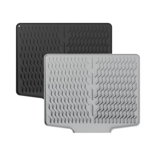 2er set Kaffeemaschine Abtropfmatte, Anti-Rutsch & Wasserdicht Abtropfmatte Spüle, Unterlage Trockenmatte Spülbeckenmatte für Geschirr mit geneigter Fläche für optimalen Wasserablauf (C, 39,6x32,7cm) von AidSci