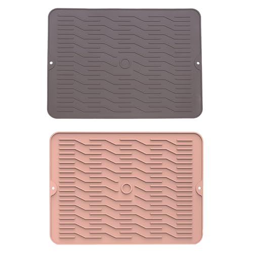 2er set Kaffeemaschine Abtropfmatte, Silikon Abtropftablett Matte für Geschirr, Anti-Rutsch und Wasserdicht Abtropfmatte Spüle, Unterlage Trockenmatte Spülbeckenmatte für Küche (A, 47x38,1x0,32cm) von AidSci