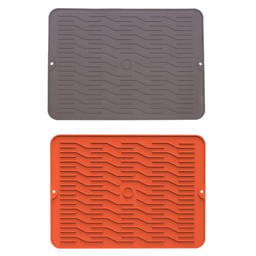2er set Kaffeemaschine Abtropfmatte, Silikon Abtropftablett Matte für Geschirr, Anti-Rutsch und Wasserdicht Abtropfmatte Spüle, Unterlage Trockenmatte Spülbeckenmatte für Küche (B, 47x38,1x0,32cm) von AidSci