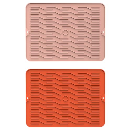 2er set Kaffeemaschine Abtropfmatte, Silikon Abtropftablett Matte für Geschirr, Anti-Rutsch und Wasserdicht Abtropfmatte Spüle, Unterlage Trockenmatte Spülbeckenmatte für Küche (E, 47x38,1x0,32cm) von AidSci