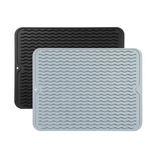 2er set Kaffeemaschine Abtropfmatte, Waschbar Silikon Abtropftablett Matte für Geschirr, Anti-Rutsch Wasserdicht Anti-Verbrühungs Unterlage Trockenmatte Spülbeckenmatte für Küche (E, 40x50x0.8cm) 2er set Kaffeemaschine Abtropfmatte, Waschbar Silikon Abtropftablett Matte für Geschirr, Anti-Rutsch Wasserdicht Anti-Verbrühungs Unterlage Trockenmatte Spülbeckenmatte für Küche (E, 40x50x0.8cm) von AidSci