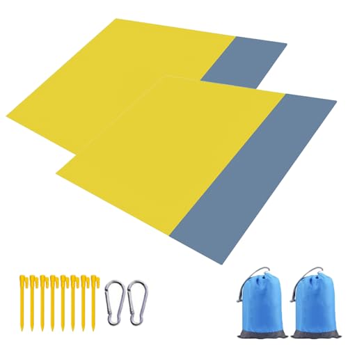 2er set Picknickdecke Stranddecke Strandmatte Campingdecke, 210 x 200 cm Wasserdicht, Sanddicht, Tragbare Waschbar Ultraleicht & Kompakt für Strand, Camping, Wandern, Picknick, Urlaub, BBQ, Reisen (J) von AidSci