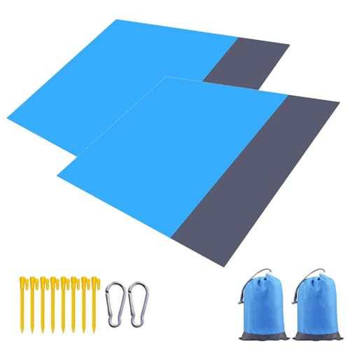 2er set Picknickdecke Stranddecke Strandmatte Campingdecke, 210 x 200 cm Wasserdicht, Sanddicht, Tragbare Waschbar Ultraleicht & Kompakt für Strand, Camping, Wandern, Picknick, Urlaub, BBQ, Reisen (D) von AidSci