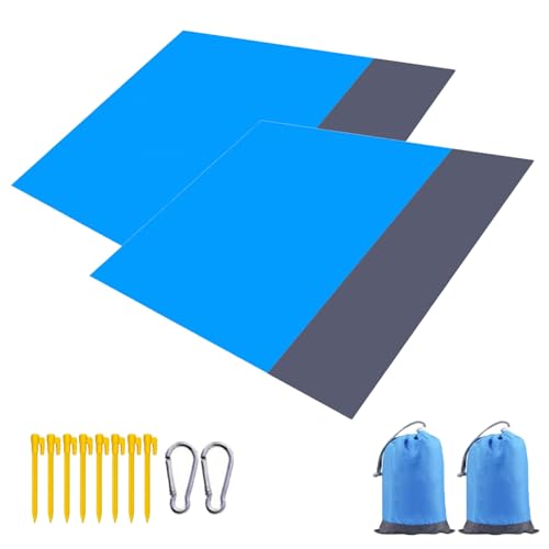 2er set Picknickdecke Stranddecke Strandmatte Campingdecke, 210 x 200 cm Wasserdicht, Sanddicht, Tragbare Waschbar Ultraleicht & Kompakt für Strand, Camping, Wandern, Picknick, Urlaub, BBQ, Reisen (A) von AidSci