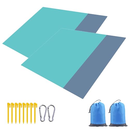 2er set Picknickdecke Stranddecke Strandmatte Campingdecke, 210 x 200 cm Wasserdicht, Sanddicht, Tragbare Waschbar Ultraleicht & Kompakt für Strand, Camping, Wandern, Picknick, Urlaub, BBQ, Reisen (G) von AidSci