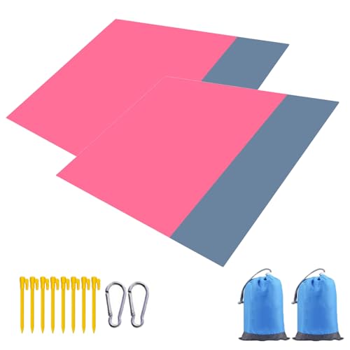 2er set Picknickdecke Stranddecke Strandmatte Campingdecke, 210 x 200 cm Wasserdicht, Sanddicht, Tragbare Waschbar Ultraleicht & Kompakt für Strand, Camping, Wandern, Picknick, Urlaub, BBQ, Reisen (F) von AidSci