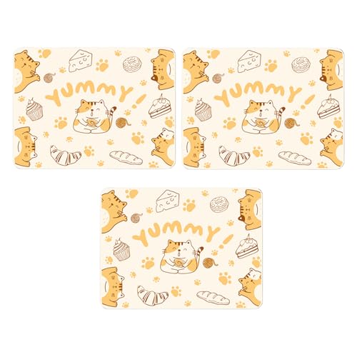 3er Set Tischsets Untersetzer, Abwaschbar Silikon Anti-Verbrühungs Matte Hitzebeständig Wasserfeste rutschfest Platzdeckchen Isoliermatte für Küche, Zuhause, Restaurant, Speisetisch 40x30CM (A) von AidSci